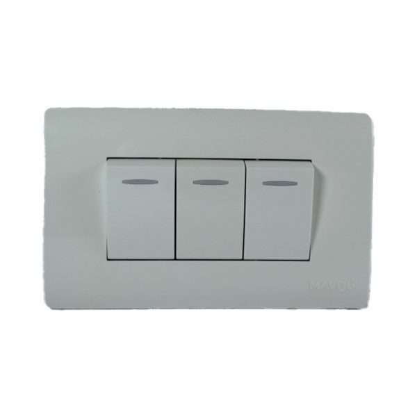 INTERRUPTOR TRIPLE 10A 125/250V BLANCO AQUA