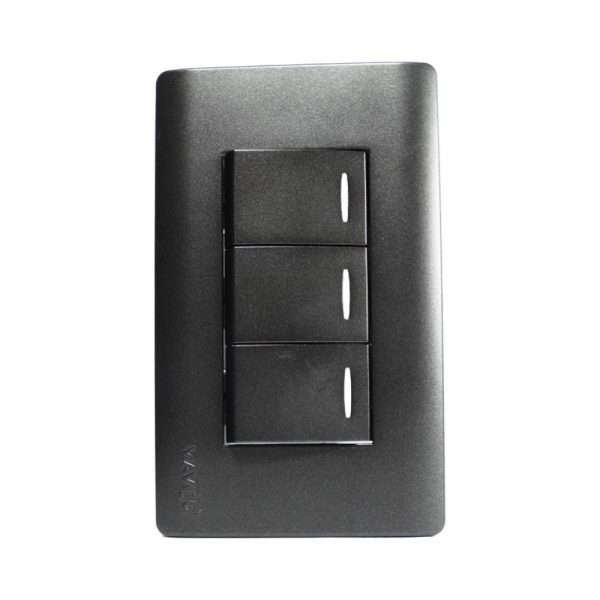 INTERRUPTOR TRIPLE 10A 125/250V NEGRO AQUA