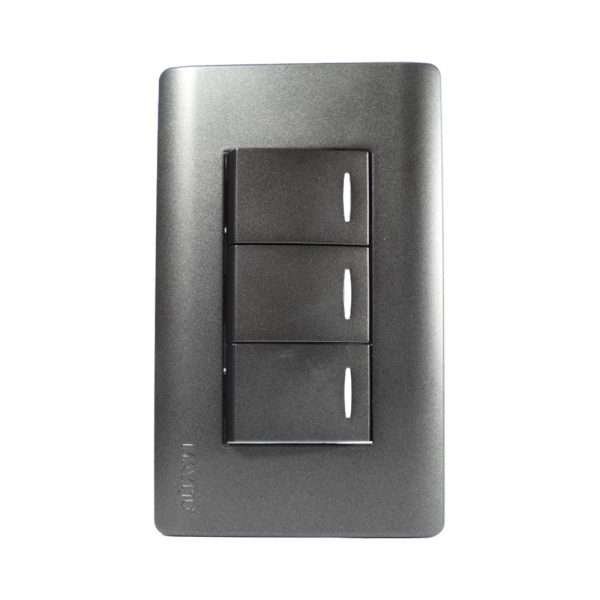 INTERRUPTOR TRIPLE 10A 125/250V NEGRO AQUA