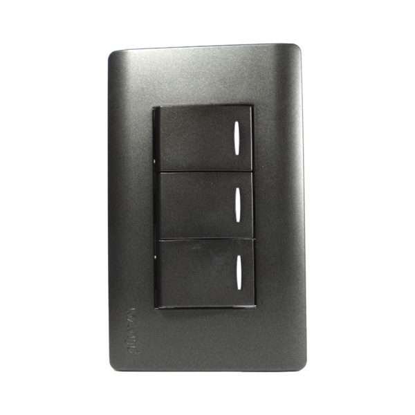 INTERRUPTOR TRIPLE 10A 125/250V NEGRO AQUA