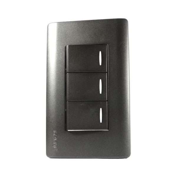 INTERRUPTOR TRIPLE 10A 125/250V NEGRO AQUA