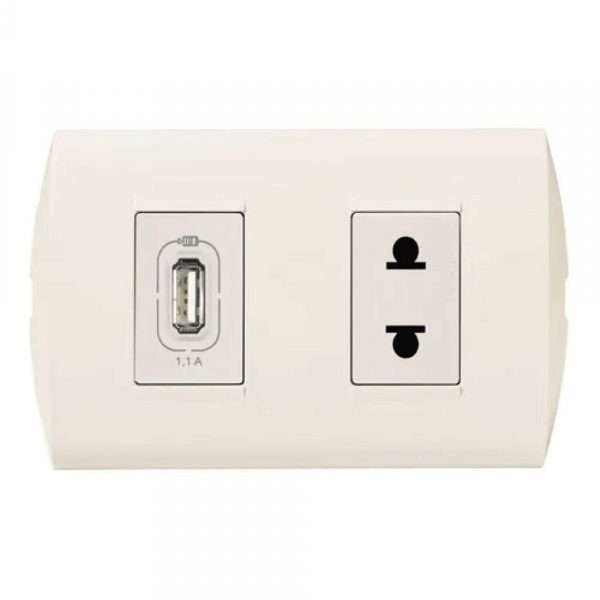 TOMA (2P+T) + USB MARFIL BTICINO AE2231USB