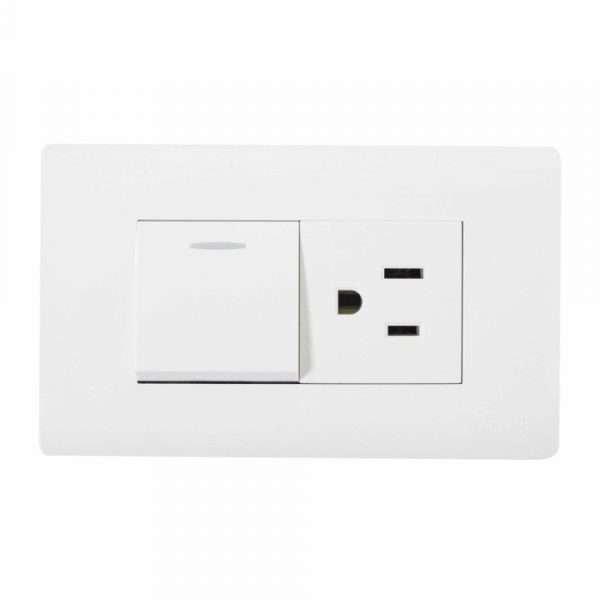 TOMACO POLAR 15A + INTERRUPTOR 10A 125/250V BLANCO