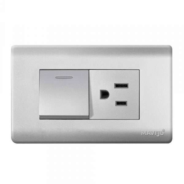 TOMACO POLAR 15A + INTERRUPTOR 10A 125/250V PLATEADO